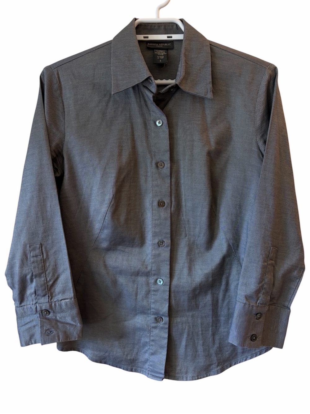 Banana Republic Gray Cotton Button Down Shirt Women’s Long Sleeve Career Office